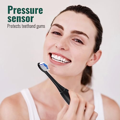 NBGRLVS Rechargeable Sonic Electric Toothbrush for Adults with 10 Brush Heads, 3 Modes, 2 Minute Smart Timer and Fast 4 Hour Charge - Perfect for Travel and Easy Dental Care (Black) Black