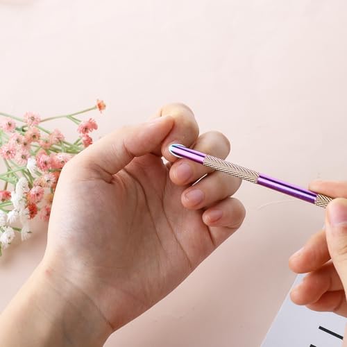 Cuticle Pusher, Dual Ended Nail Cuticle Remover with 5 Nail Sand Polishing Tablets Nail Care Polish Remover Cuticle Trimmer Manicure Kit for Pedicure Nail Art Titanium steel, white