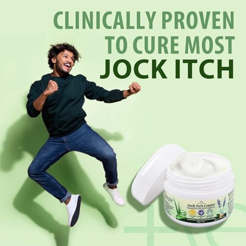 Recuren Plus Jock Itch Antifungal Skin Cream: Tea Tree Oil Anti Fungal Cream with Aloe Vera, Lavender & Eucalyptus – Extra Strength Herbal Moisturizer for Itchy Skin Soothing– for Men & Women, 30g
