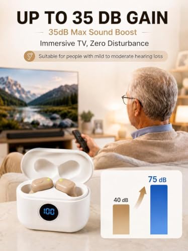 Hearing Aids for Seniors Rechargeable with Noise Cancelling Beige