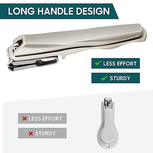 Nail Clippers for Seniors, 360 Degree Rotary Fingernail and Toenail Clippers with Long Handle Ultra Sharp Sturdy Stainless Steel Heavy Duty Large Toe Nail Clippers for Thick Nails Built-in Nail File As Shown 2