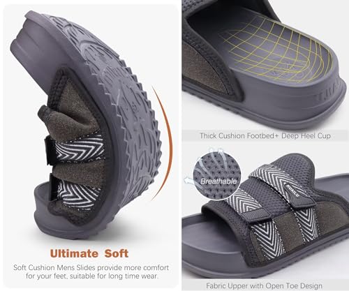 KuaiLu Mens Orthotic Sandals Comfort Arch Support Fabric Sandal Slippers 12 Dark Grey
