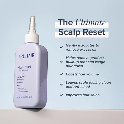 TRUHAIR Head Start Scalp Ampoule | Multi-Action Exfoliating & Nourishing Scalp Treatment | Salicylic Acid, Black Willow Bark & Biotin | Soothes, Hydrates & Reduces Flakes | 150ml/ 5.07 fl oz