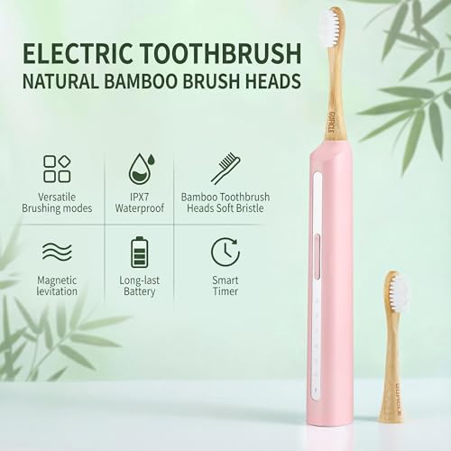 Sonic Electric Toothbrush with Bamboo Heads, Pink