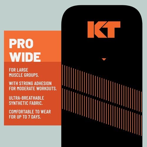 KT Tape, Pro Synthetic Kinesiology Athletic Tape, 10 Count, 10” Precut Wide Strips Black