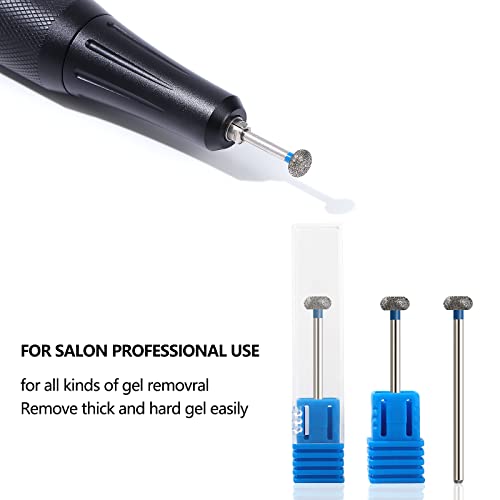 NMKL Electric Round Diamond Drill Bit Cuticle Cleaner 3/32" Nail File Drill Rotary Nail Salon Manicure Pedicure Tool (Medium) Medium