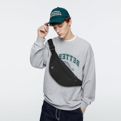 Viqueen Fashion Fanny Packs For Men and Women Foldie Crossbody Bag with Zipper and Pockets Water Resistant,Hands Free Phone Carrying Black+Navy+Light Grey Black+Beige 3 Pack 4-zipper Waist Pack