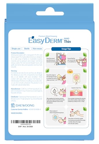 EasyDerm Thin Hydrocolloid Wound Dressing 1 Pack(2ea) - 4"x4" -Healing Care 1 Pack(2 Dressings)