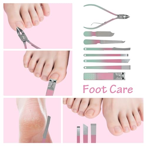 Nail Clippers Set 30 Pcs Professional Grooming Kits, Fingernail and Toenail Clipper Cutters, Ear Wax Removal Kit, Pedicure Tools, Manicure Tools with Luxurious Travel Case Gradient Color