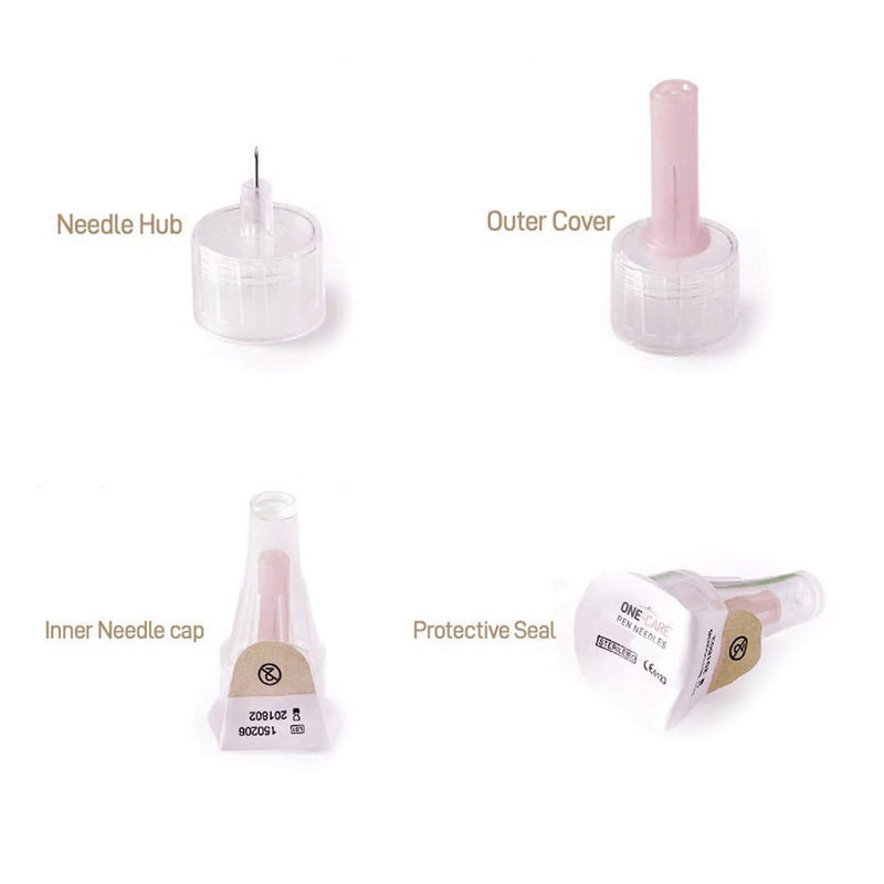 ONE-CARE Pen Tips 32G x 5mm, Box of 100, Universal Fit
