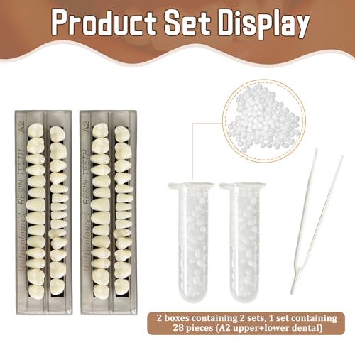 56 Pcs False Teeth Acrylic Resin Denture Tooth Fake Teeth Replacement Set