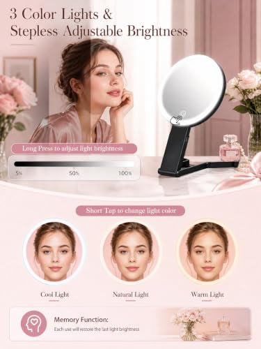 30X/1X Makeup Magnifying Mirror with Lights, 6inch Double-Sided LED Mirror [30x]black