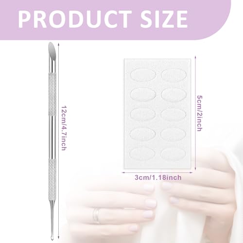 TIESOME Metal Cuticle Pusher, Circle Bevel Double-Ended Nail Cuticle Pusher Tool with 100 Grit Sandpaper Sheets Stainless Steel Manicure Pedicure Nail Art Care Tools for Fingernails Toenails