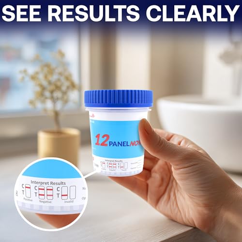 8 Panel Home Drug Test Kit - Reliable Urine Drug Test Cups with Built in Temperature Strip for Trusted Accuracy - Detects AMP, BUP, BZO, COC, MAMP, OPI, OXY, THC - [5 Pack] - 12 Panel Now 5 Pack
