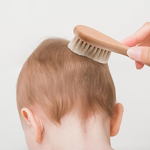 haakaa 360° Baby Toothbrush - Blue Wooden Baby Hair Brush 1PC
