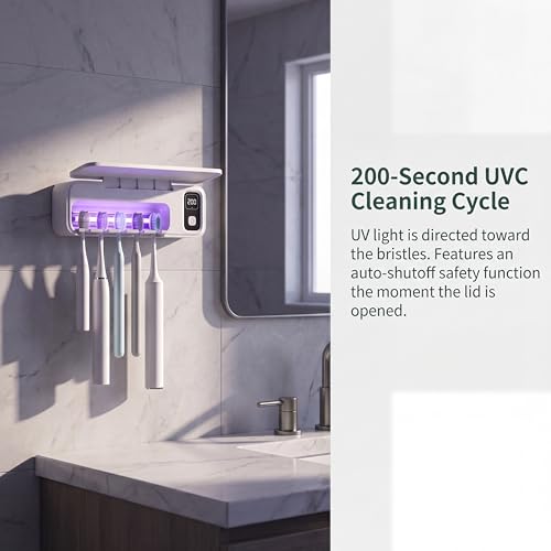 UVC Toothbrush Holder with UV Sanitizer & Dryer (White) White