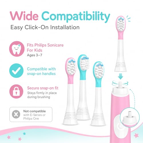 Kids Replacement Toothbrush Heads Compatible with Philips Sonicare and More Electric Toothbrush, Soft Bristles for Child 3-7, Boy and Girl 3-7 8blue&8pink