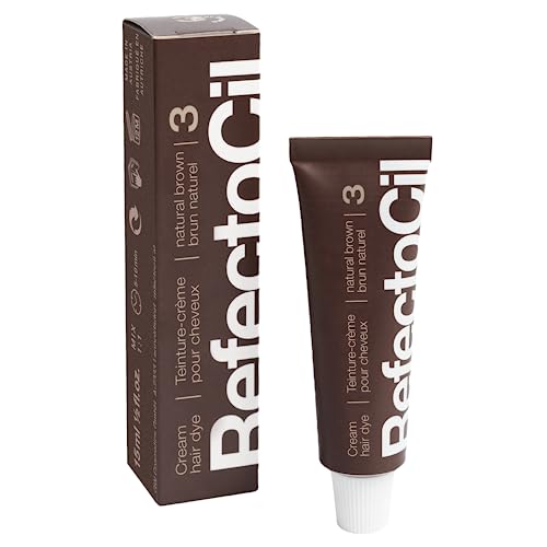 RefectoCil Hair Tinting Kit – Cream Dye + Liquid Developer + Mixing Brush #3 Natural Brown