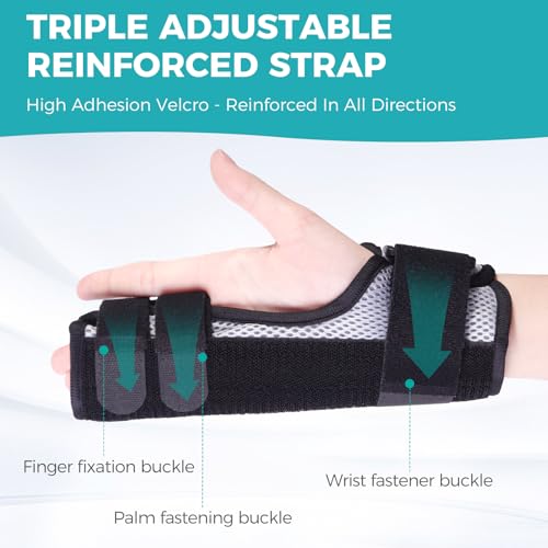 ENLUNTRA Trigger Finger Splint,Hand Brace with Finger Support,Right or Left Adjustable Hand Brace - Straightening for Trigger Finger, Injury, Fracture(BLACK) black