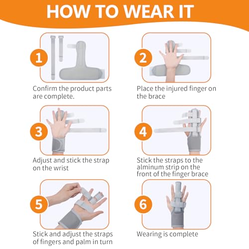 Single Finger Splint, Adjustable Finger Support for Trigger Finger, Thin Version Arthritis, Tendonitis, Mallet Injury, Sprain, Post‑Op Recovery, Breathable Immobilizer Brace SZ-B001
