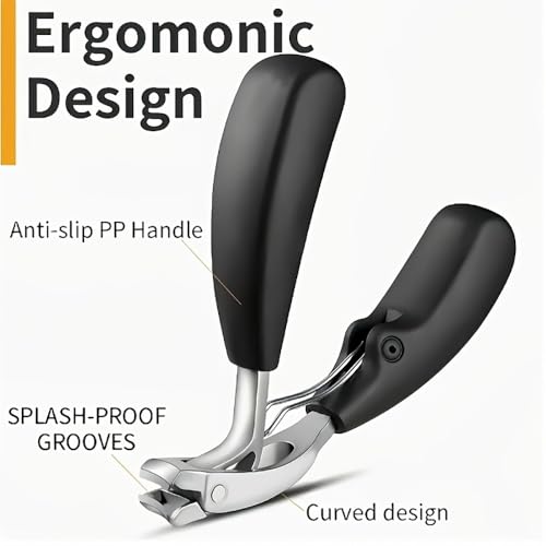 Toenail Clipper and Fingernail Clipper，Ergonomic Non-Slip Long Handle Nail Clippers for Seniors (Silver) Silver