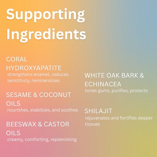 Bliss Energetics Fluoride Free Remineralizing Herbal Toothpaste - Hydroxyapatite, Coconut Oil, Castor Oil, Shilajit and Turmeric - 2oz Plain - Non-Abrasive
