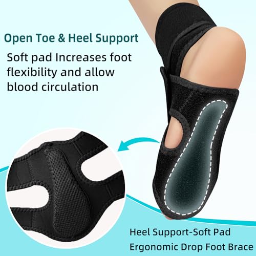 AFO Foot Drop Brace for Walking, Plantar Fasciitis Night Splint Black-Left