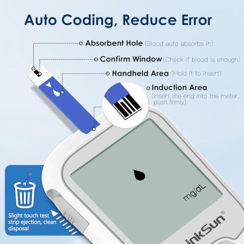 LinkSun G-425-1 Glucose Monitor Kit, 100 Strips & Lancets for Diabetes