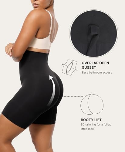 SHAPELLX Tummy Control Shapewear Shorts for Women High Waisted Butt Lifting Medium 01-black