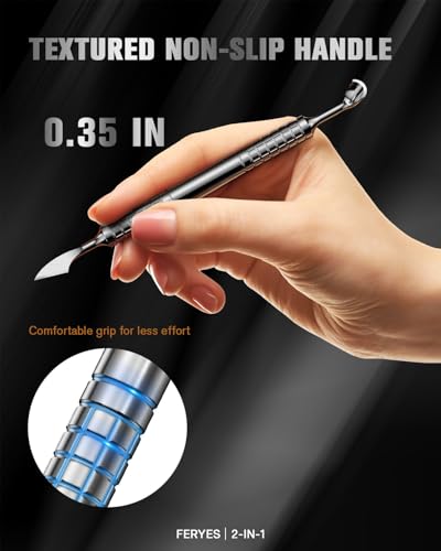 2025 Upgraded Dual-Head Cuticle Pusher Tool - Horseshoe shape & Chisel Edge Stainless Steel Remover Tool with Anti-Slip Wide Handle for Salon & Home Nail Care Horseshoe and Chisel Pusher tool