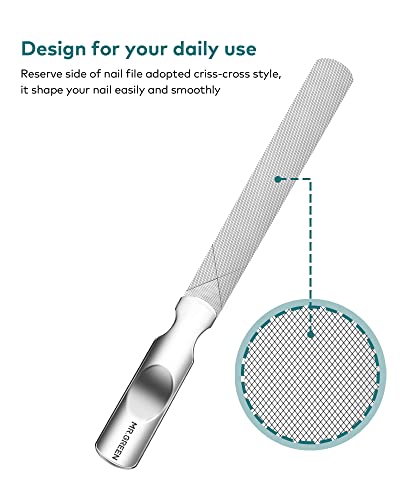 Stainless Steel Nail File with Anti-Slip Handle and Leather Case, 3 pcs Nail Clippers Set Stainless Steel Nail Clippers & Slant EDG Toenail Clipper Cutter