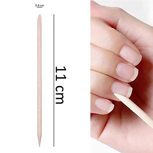 Kare & Kind 100x Double-Sided Orange Wood Nail Sticks - Cuticle Pusher Remover Cleaner - Manicure, Pedicure, DIY - Home, Nail Salon - for Beginners and Profesional Nail Technicians
