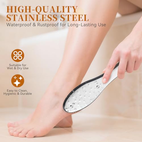 Dual-Sided Foot File Callus Remover (1 PCS), Metal Foot Scraper Black