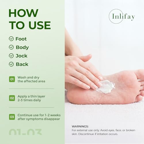 Inlifay 2% Miconazole Antifungal Cream: Helps Relieve the itching, Burning, Cracking, and Scaling associated with fungal infections Such as Athlete's Foot,Jock Itch, and Ringworm(3.51 OZ) 3.51 Ounces