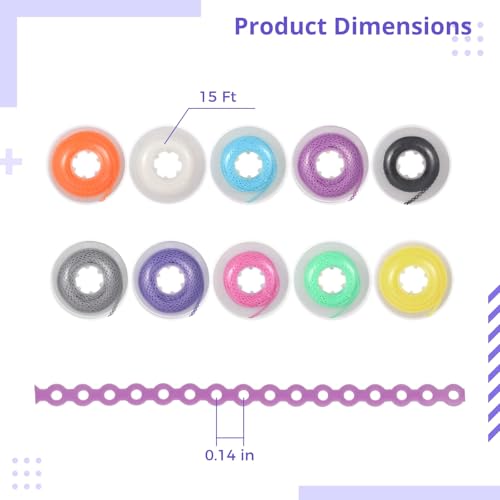 10 Rolls Orthodontic Braces Rubber Chains, Orthodontic Rubber Chains, Braces Power Chains Consisted Force in filaments chain in 15ft