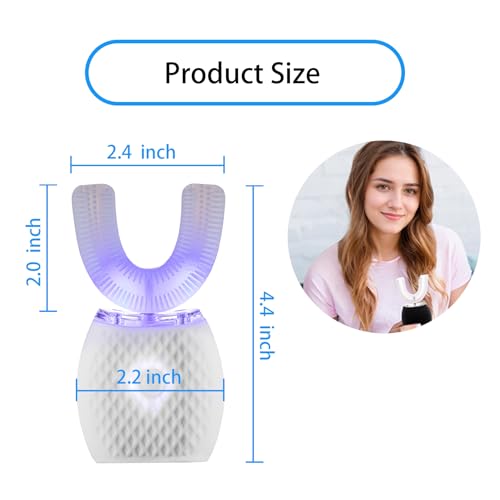 Automatic Toothbrush for Adult Rechargeable Waterproof Timer Travel White