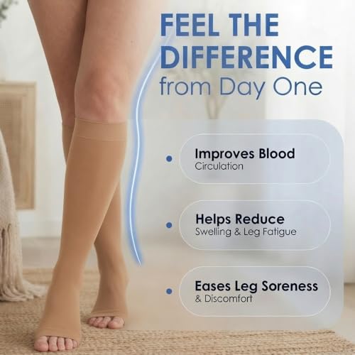 ABSOLUTE SUPPORT Sheer Knee High Compression Socks 20-30mmHg X-Large Beige