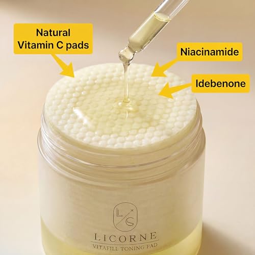Licorne Vitafill Toning Pads – Korean Toner Pads for Face, Hydrating Facial Pads with Niacinamide, Skin-Smoothing Pads for Smooth, Radiant-Looking Skin, Daily Skincare