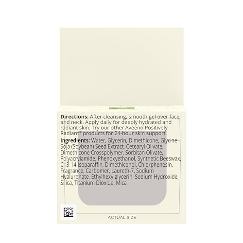 Aveeno Positively Radiant Daily Gel Facial Moisturizer with Hyaluronic Acid & Tone-Correcting Soy,Hydrating & Brightening Gel Face Cream Evens Skin Tone-& Texture,Hypoallergenic,1.7 oz,(Pack of 2) 1.7 Fl Oz (Pack of 2)