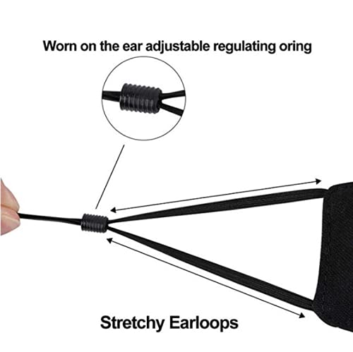 NBDIB Adult Adjustable Face Protection with Filter Pocket and Nose Wire Black Breathable Cloth Mask with 10Pcs Filters 3+10pcs