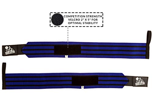 Nordic Lifting Elbow Compression Sleeves (1 Pair, Medium) and Wrist Wraps Super Heavy Duty (1 Pair/2 Wraps) Blue