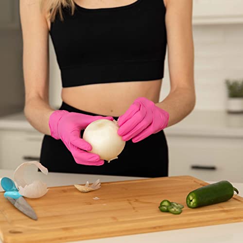 FRAMAR Pink Gloves Disposable Latex Free, Pink Nitrile Gloves Small, Salon Small (Pack of 100)