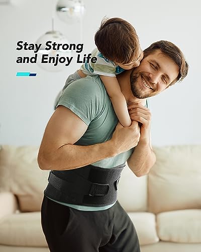Back Brace for Lower Back Pain Relief, Carbon Fiber Support, Ergonomice Curved, Ultra-thin Air Mesh, Lightweight and Adjustale Design, Size S Black