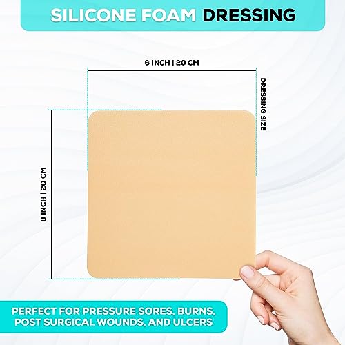 MedVance Silicone Adhesive Foam Dressing Without Border, 8"x8", Box of 5 8"x8"