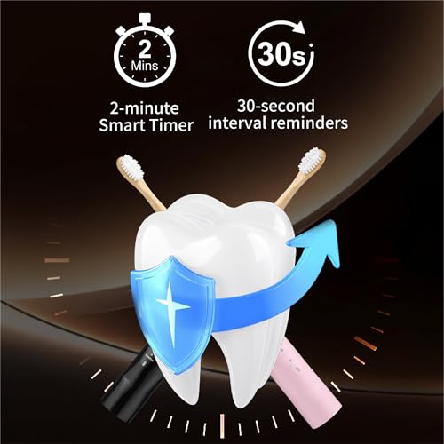 Sonic Electric Toothbrush with Bamboo Heads Black