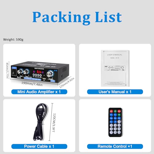 WOOPKER AK35 200W Stereo Audio Amplifier Bluetooth 5.0, 2.0 Channel black-AK35