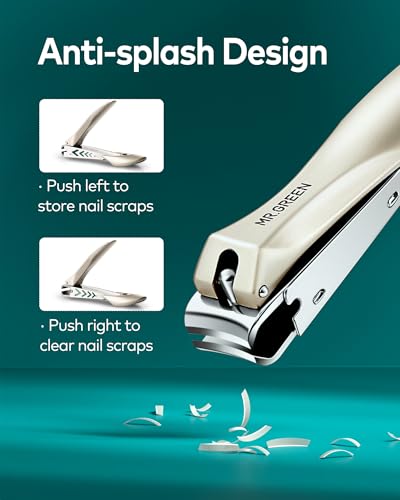 MR.GREEN Manicure Pedicure Kit 8-in-1, Upgraded Anti-Splash Nail Clippers Set, German Stainless Steel Full-Function Nail Grooming Kit with Real Leather Case for Women & Men, IdealGift