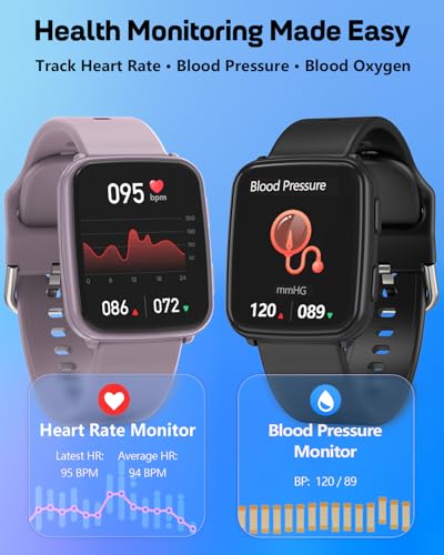 MorePro Fitness Tracker with 24/7 Heart Rate & Blood Pressure Monitor, Blood Oxygen & Sleep Tracker, Smart Watch with Step Calorie Counter, IP68 Waterproof Activity Tracker for Women Men Android iOS Urban Bronze