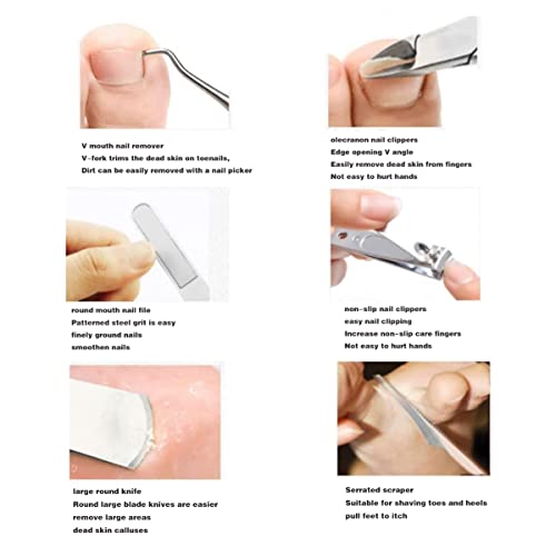 Nail Clipper,Heavy Duty Ingrown Podiatrist Toenail Tool Kit,Stainless Steel Long Handle Cosmetic Pedicure Set for Ingrown and Thick Nails for Callus 8Piece
