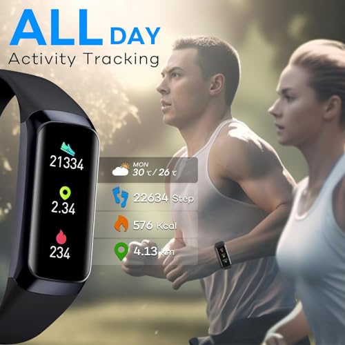 Fitness Tracker, 2026 Smart Band with Heart Rate & Blood Pressure Monitor, IP67 Waterproof Activity Tracker with Sleep Tracking & Step Counter for Men Women, Black